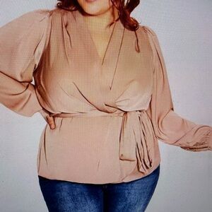 City Chic Tan Wrap Blouse